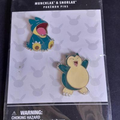 Pokemon Collectibles Munchlax & Snorlax Pins, and two glass Tiny toppers Blackbird glassworld