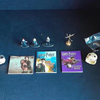 Harry Potter Sticker books and small metal figures and two keychains