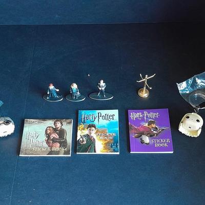 Harry Potter Sticker books and small metal figures and two keychains