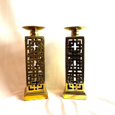 351 Chinese Gold Tone Ceramic Candlesticks 14