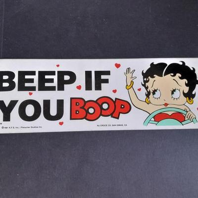 Beep if you Boop Vintage Betty Boop bumper sticker and Betty Boop sunscreen for car