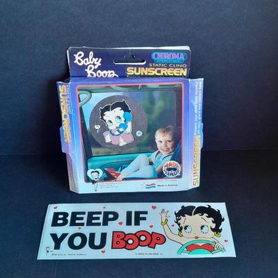 Beep if you Boop Vintage Betty Boop bumper sticker and Betty Boop sunscreen for car