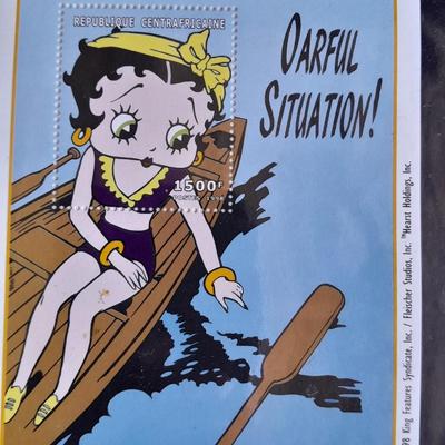 International Collectors Society Betty Boop "Oarful Situation" Commemorative sheet Postage Stamp with COA