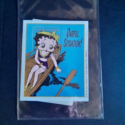 International Collectors Society Betty Boop "Oarful Situation" Commemorative sheet Postage Stamp with COA