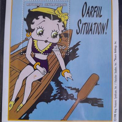 International Collectors Society Betty Boop "Oarful Situation" Commemorative sheet Postage Stamp with COA