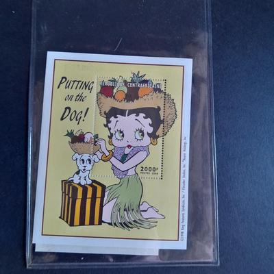 International Collectors Society Betty Boop "Putting on the Dog" Commemorative sheet Postage stamp with COA