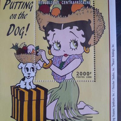 International Collectors Society Betty Boop "Putting on the Dog" Commemorative sheet Postage stamp with COA