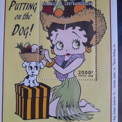 International Collectors Society Betty Boop "Putting on the Dog" Commemorative sheet Postage stamp with COA