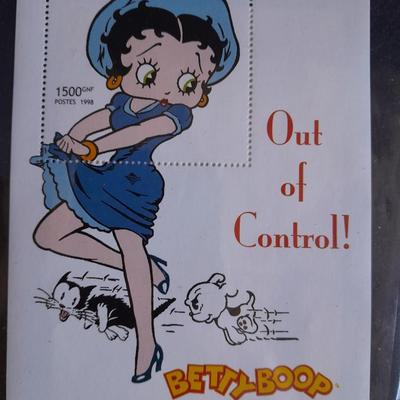 International Collectors Society Betty Boop "Out of Control" Commemorative sheet Postage Stamp with COA