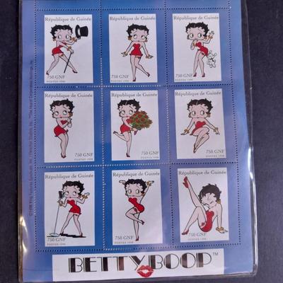 International Collectors Society Betty Boop Plate block of 9 is an official legal tender Postage Stamp With COA