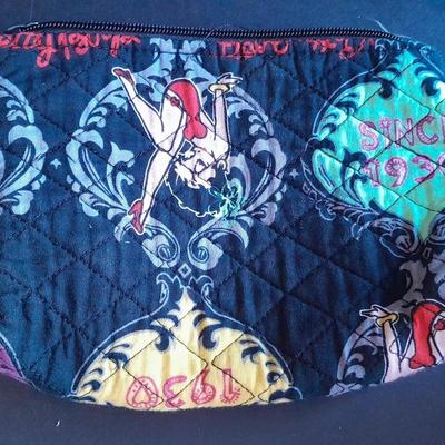 Signed Betty Boop pin and a Betty Boop zip up makeup / pencil bag