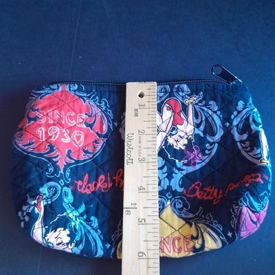 Signed Betty Boop pin and a Betty Boop zip up makeup / pencil bag