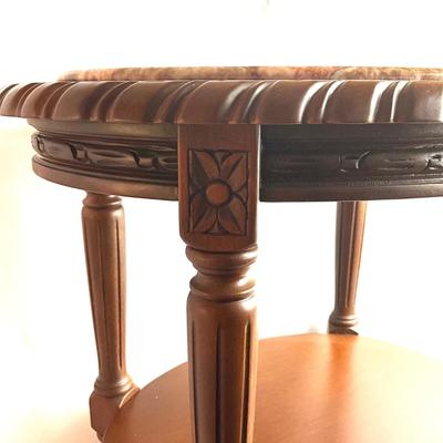 357 Oval Mahogany Marble Top Side Tabel