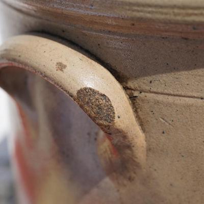ANTIQUE STONEWARE # 3 GALLON BLUE DECORATED W/FLOWER NEW ENGLAND CROCK