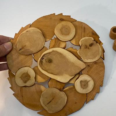 Set of Hand Made Wood Wooden & Cork Trivets Heat Resistant table protection