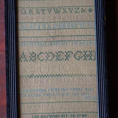 ANTIQUE ALPHABET SAMPLER SIGNED ANN HAYWOOD DATED 1780