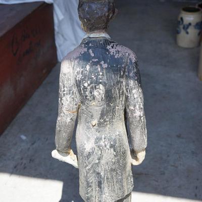 UNIQUE ANTIQUE " ABE LINCOLN" CHARACTER  STATUE OF 41" CEMENT /HAND PAINTED