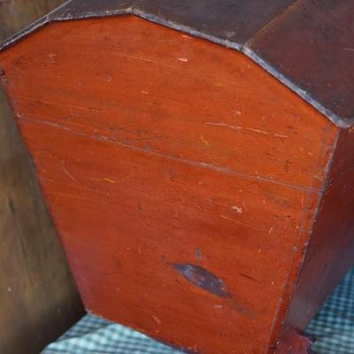 1860'S WOOD HOODED CRADLE EARLY PAINT RED