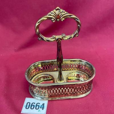 Swirled salt and pepper with silver plated tray