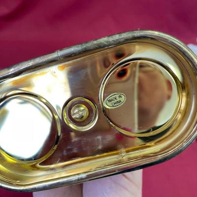 Swirled salt and pepper with silver plated tray