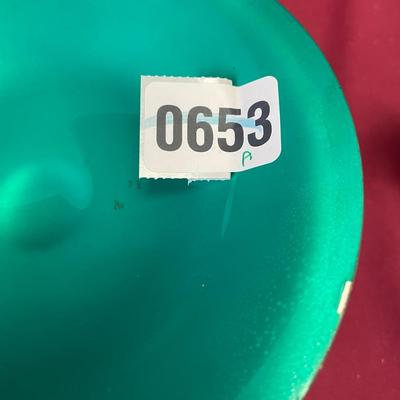 Reed & Barton, green enamel,silver plate candy dish