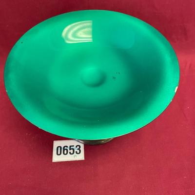 Reed & Barton, green enamel,silver plate candy dish