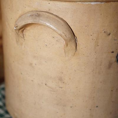 ANTIQUE NEW ENGLAND STONEWARE #3 STONEWARE COBALT BLUE DECORATED CROCK