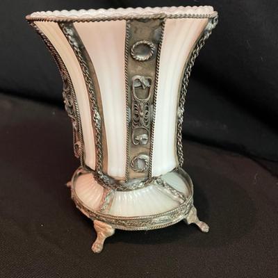 Antique Grecian Opaline Vase with Filagree (DR-SS)
