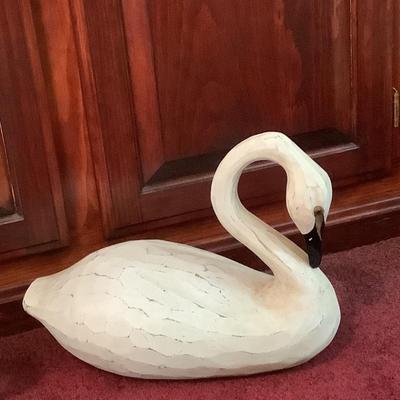 Lot 390. Pair of Hand Carved Wooden Swans