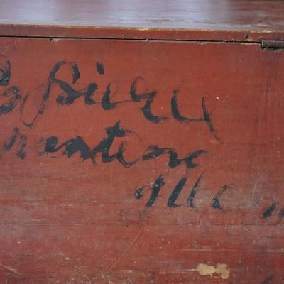 CLASSIC AMERICANA PRIMITIVE OLD RED PAINTED BLANKET CHEST