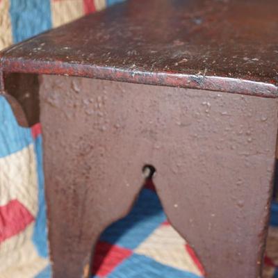 GROUPING OF PRIMITIVES TO INCLUDE SMALL SUGAR FIRKIN, BLUE DECORATED CANNING CROCK , RUSTIC STOOL