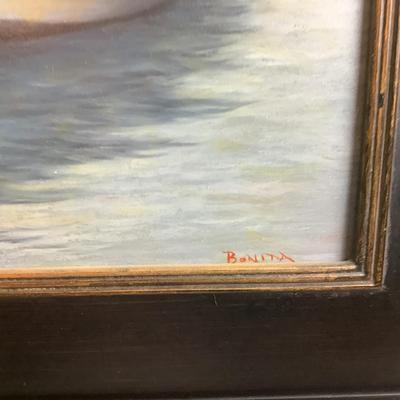 Lot 394  Signed & Framed Todd Bonita, â€œ The Secret â€œ, Oil on Board