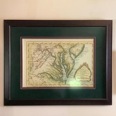 Lot 395. Framed, French Print of VA Chesapeake Bay Map