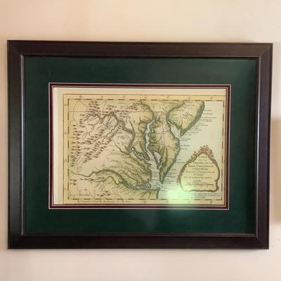 Lot 395. Framed, French Print of VA Chesapeake Bay Map