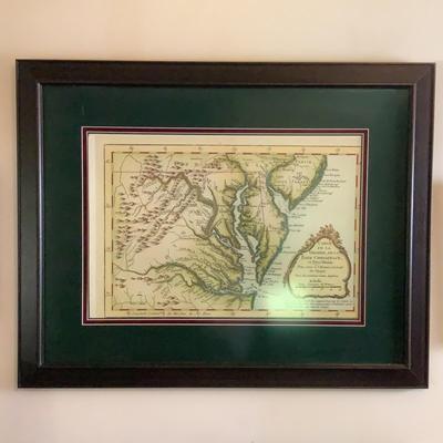 Lot 395. Framed, French Print of VA Chesapeake Bay Map