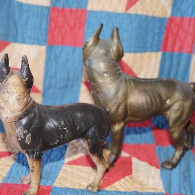 ANTIQUE CAST IRON BOSTON TERRIER DOORSTOPS. PAIR