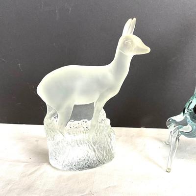 366 Vintage Murano Glass Deer with Clear Frosted Glass Deer Sculpture