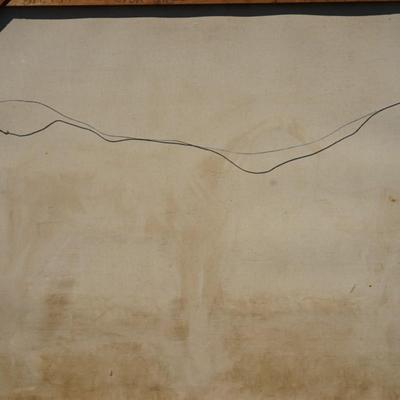LARGE ORIGINAL VINTAGE ENGLISH EQUESTRIAN   PAINTING - "JOCKEY WITH HORSE" IN PASTURE FROM NEW ENGLAND
