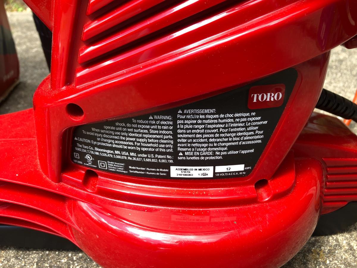 TORO Ultra Electric Blower+Vacuum+Mulcher Tested Lot 423