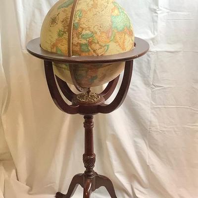 Lot 422. Replogle 16â€ Globe on Mahogany/Brass Stand