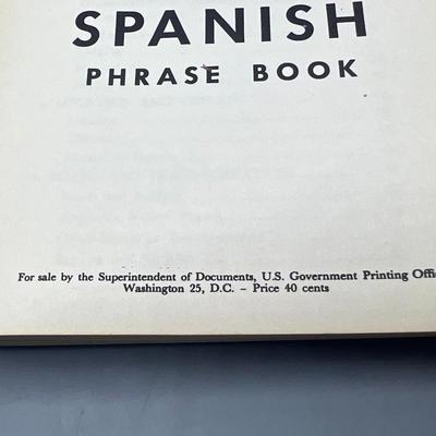 Vintage U.S. Government Military Issue Pocket Spanish Phrase Book & Language Guide