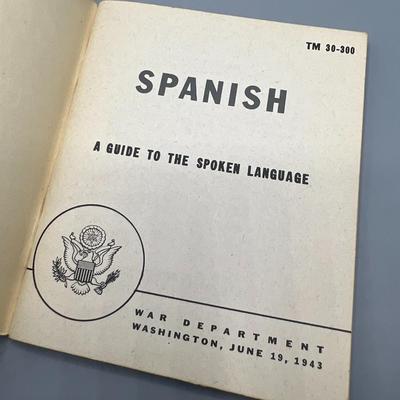 Vintage U.S. Government Military Issue Pocket Spanish Phrase Book & Language Guide