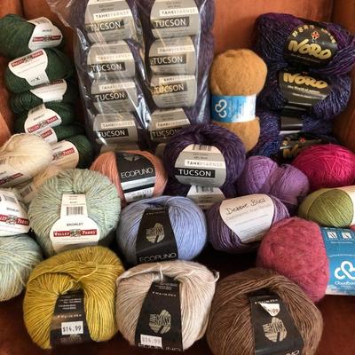 Large Yarn Lot #1 (Bromley Valley Yarns Cashmere, Lana Grossa Alpaka, Cloudborn, Silky Alpaca Lace, Tucson, Noro) -Lot 420