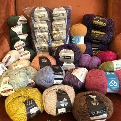 Large Yarn Lot #1 (Bromley Valley Yarns Cashmere, Lana Grossa Alpaka, Cloudborn, Silky Alpaca Lace, Tucson, Noro) -Lot 420