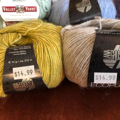 Large Yarn Lot #1 (Bromley Valley Yarns Cashmere, Lana Grossa Alpaka, Cloudborn, Silky Alpaca Lace, Tucson, Noro) -Lot 420