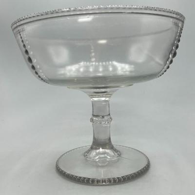 Vintage MCM Clear Glass Compote Display Candy Dish