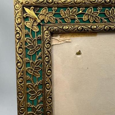 Vintage Art Nouveau Leaf Patern Style Intricate Gold 8 x 10 Metal Standing Single Photo Frame