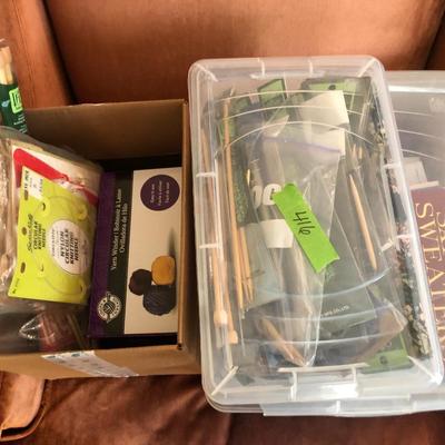 Knitting Needles, Crochet Hooks, Hoops, Yarn Winder, Lg. Box Patterns +++ -Lot 416