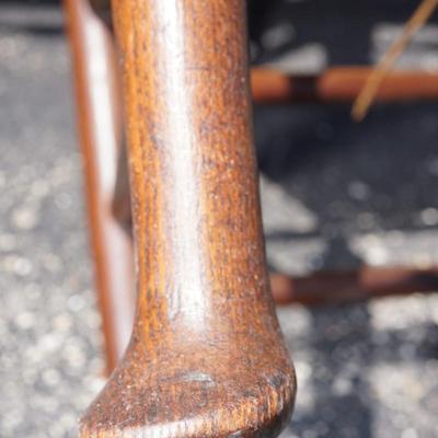 ANTIQUE  OAK QUEEN ANNE STYLE CHAIRS W/RUSH SEATS (4)