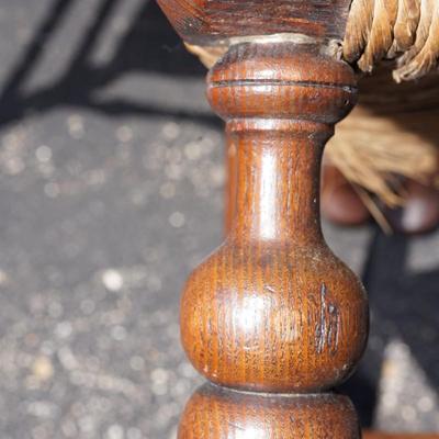 ANTIQUE  OAK QUEEN ANNE STYLE CHAIRS W/RUSH SEATS (4)